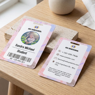 Homeschool Student ID Badge, Child Photo & Barcode Badge