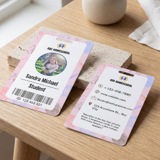 Homeschool Student ID Badge, Child Photo & Barcode Badge