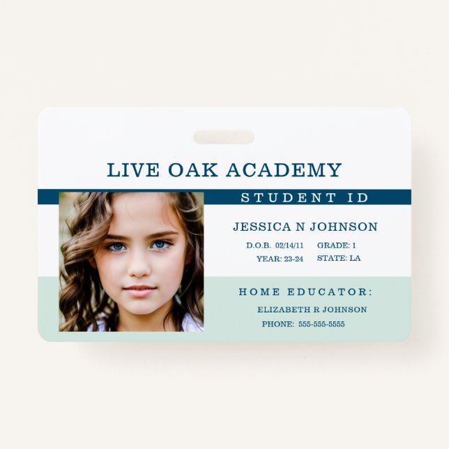 Homeschool Student ID Badge | Classic Blue (Front)