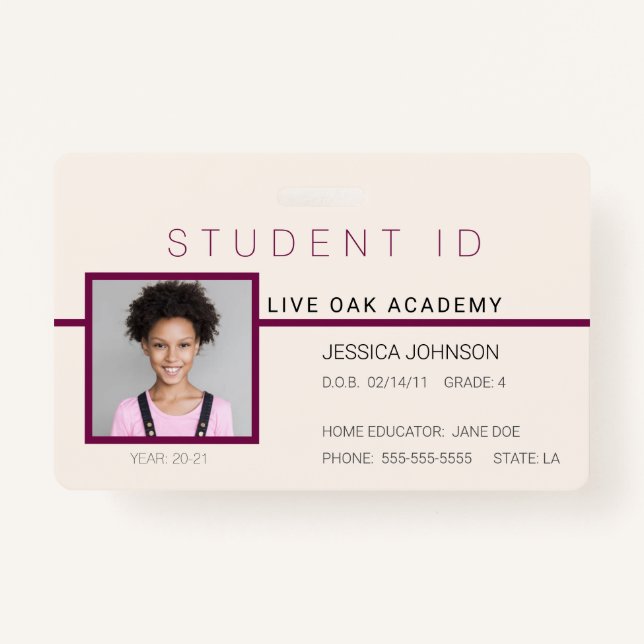 Homeschool Student ID Badge | Doodles Creme (Front)