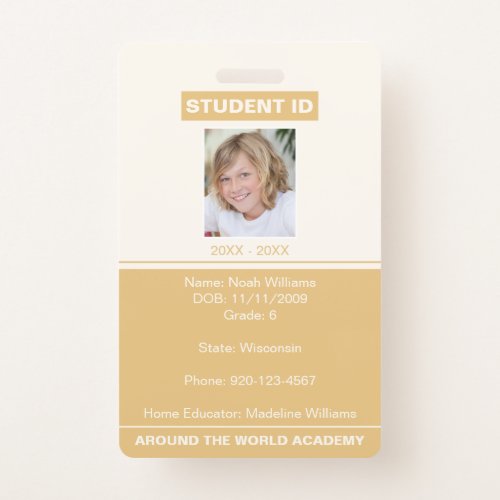 Homeschool Student ID Badge Gold