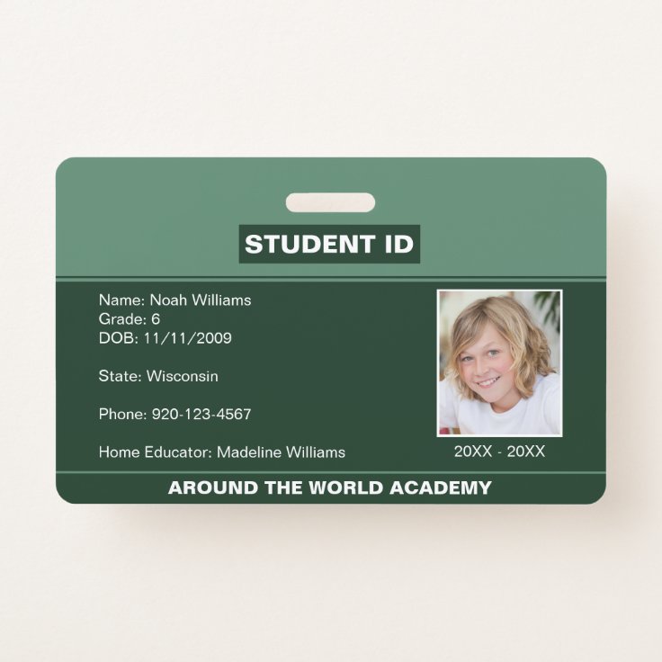 Homeschool Student ID Badge Green | Zazzle