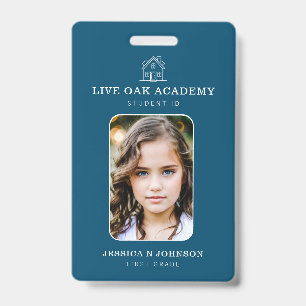 Homeschool Student ID Badge Minimalist Blue