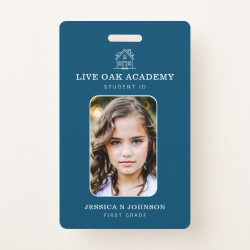 Homeschool Student ID Badge  Minimalist Blue