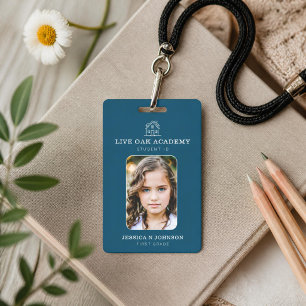 Homeschool Student ID Badge   Minimalist Blue