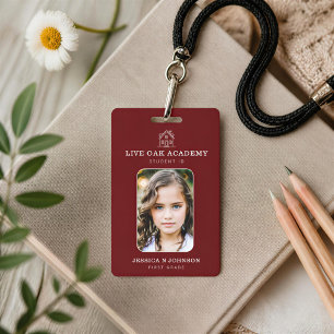 Homeschool Student ID Badge Minimalist Red
