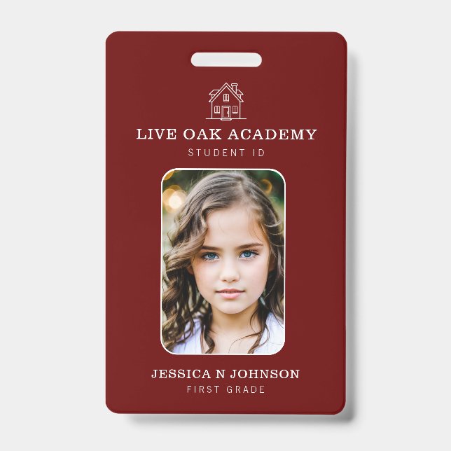 Homeschool Student ID Badge | Minimalist Red (Front)