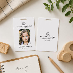 Homeschool Student ID Badge   Minimalist White