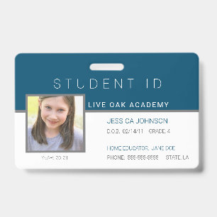 Homeschool Student ID Badge   Modern Blue