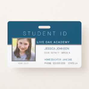 Homeschool Student ID Badge | Modern Blue