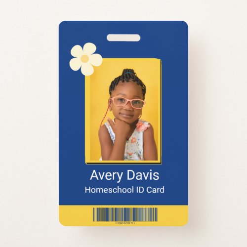 Homeschool Student ID Badge  Modern Blue
