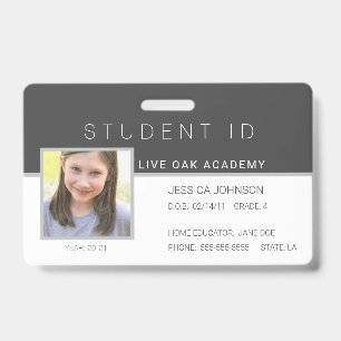 Homeschool Student ID Badge - Modern Dark Grey