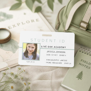 Homeschool Student ID Badge   Modern Grey