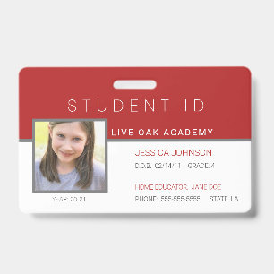 Homeschool Student ID Badge - Modern Red