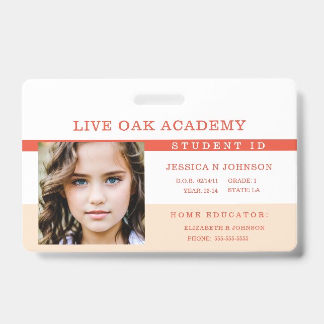Homeschool Student ID Badge | Orange Blossom (Front)