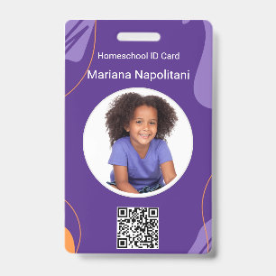 Homeschool Student ID Badge   Purple & Orange 