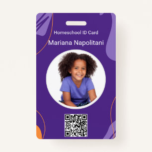 Homeschool Student ID Badge   Purple & Orange