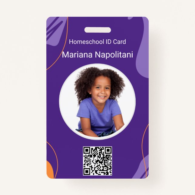 Homeschool Student ID Badge | Purple & Orange  (Front)