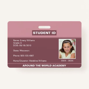 Homeschool Student ID Blush Pink Badge
