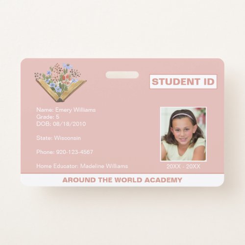 Homeschool Student ID Book Design Badge