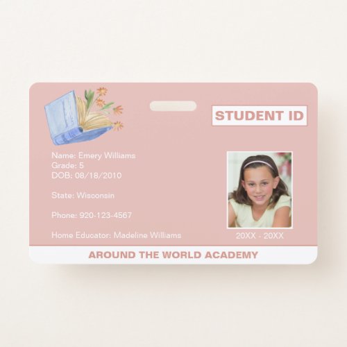 Homeschool Student ID Book Design Badge