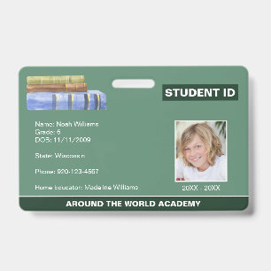 Homeschool Student ID Book Stack  Badge