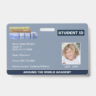 Homeschool Student ID Book Stack Badge