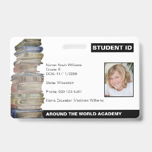 Homeschool Student ID Book Stack Badge
