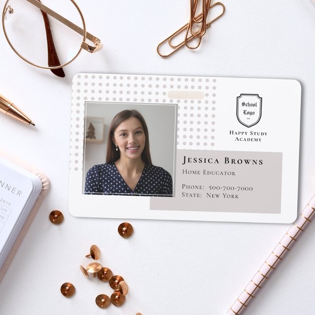 Homeschool Student Teacher Photo School Logo White Badge (Homeschool Student Teacher Photo School Logo White Badge )