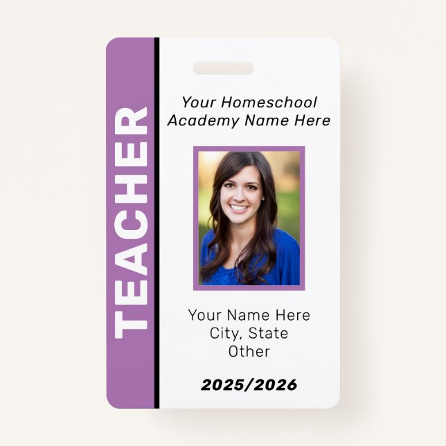 Homeschool Teacher ID Badge (Front)