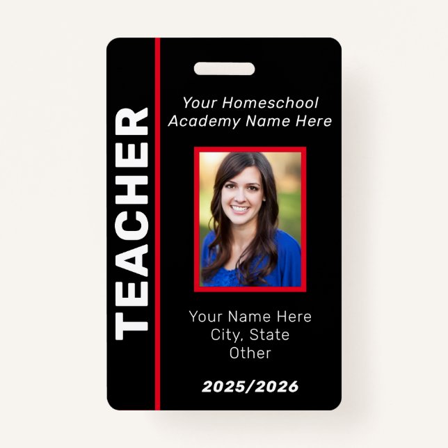 Homeschool Teacher ID Badge (Front)