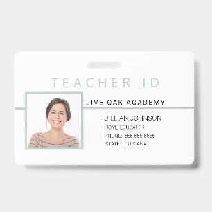 Homeschool Teacher ID Badge Blue Minimalist