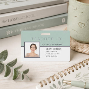 Homeschool Teacher ID Badge Elegant Floral