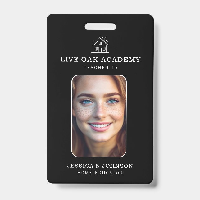 Homeschool Teacher ID Badge | Minimalist Black (Front)