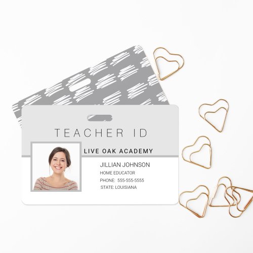 Homeschool Teacher ID Badge Modern Grey