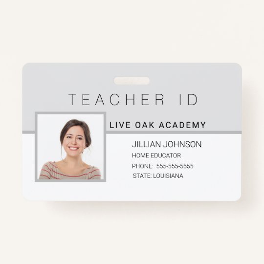 Homeschool Teacher ID Badge Modern Grey | Zazzle.com