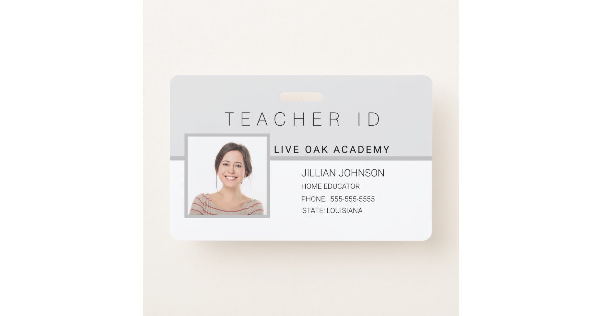 homeschool-teacher-id-badge-modern-grey-zazzle