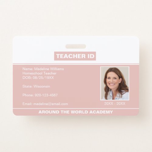 Homeschool Teacher ID Badge Rose Gold