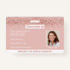 Homeschool Teacher ID Rose Gold Glitter Badge