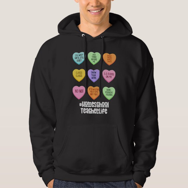 Homeschool Teacher Valentines Day Conversation Hea Hoodie (Front)