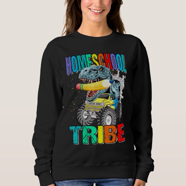 Homeschool Tribe Monster Truck Dinosaur Sweatshirt (Front)