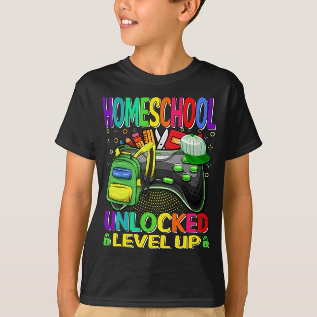Homeschool Unlocked Level Up Video Game  T-Shirt (Front)