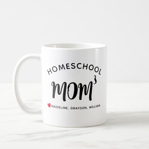 Homeschooling Mom To the Third Power Kids Names Coffee Mug