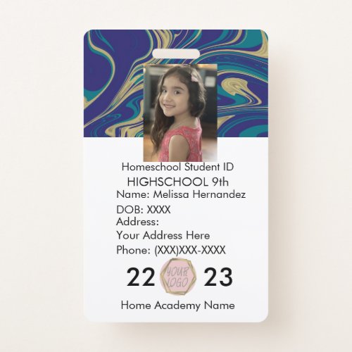 Homeschooling School ID Abstract Photo Badge