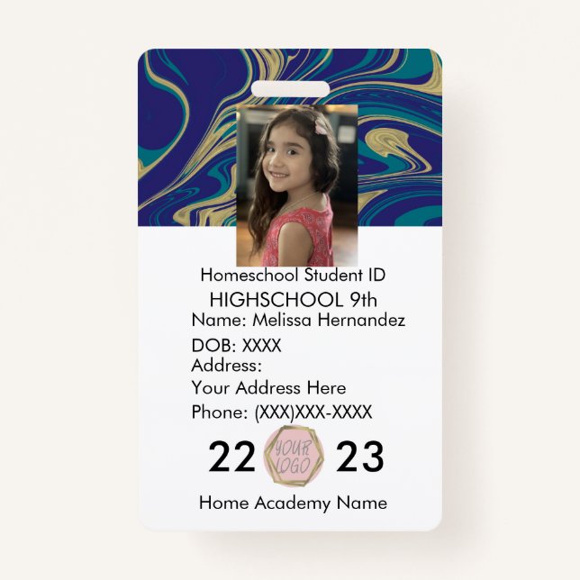 Homeschooling School ID Abstract Photo Badge (Front)