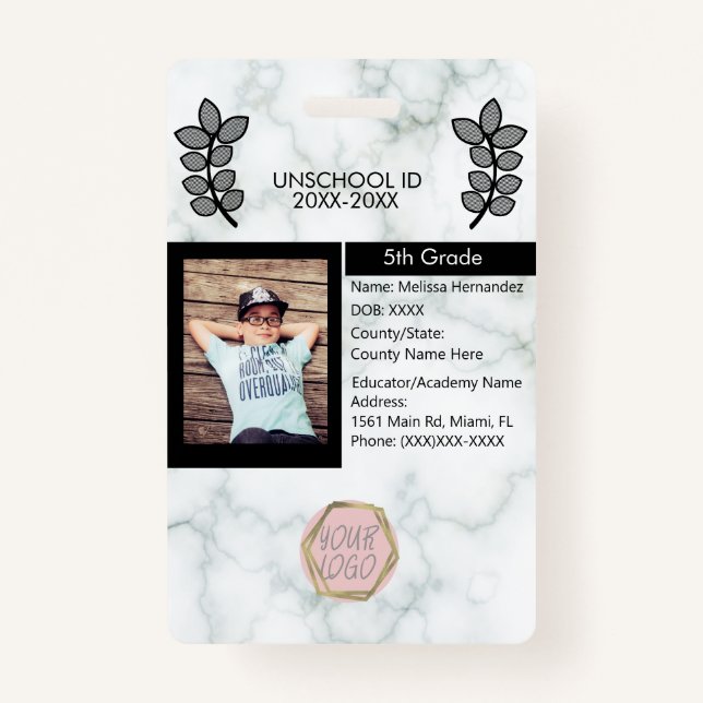 Homeschooling Unschooling Private Student Marble Badge (Front)