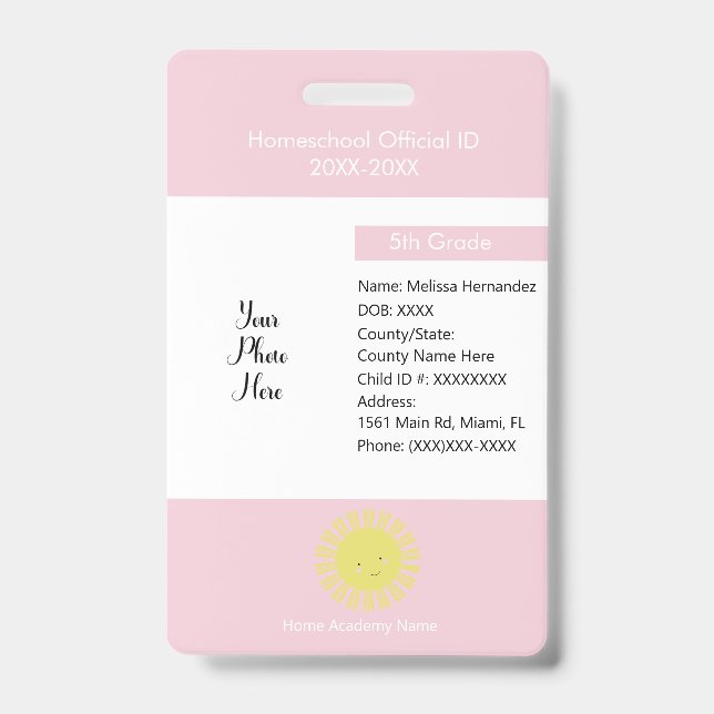 Homeschooling Unschooling Private Student Sun Badge (Front)