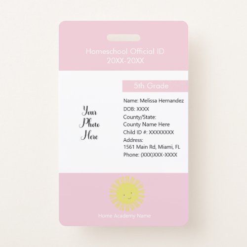 Homeschooling Unschooling Private Student Sun Badge