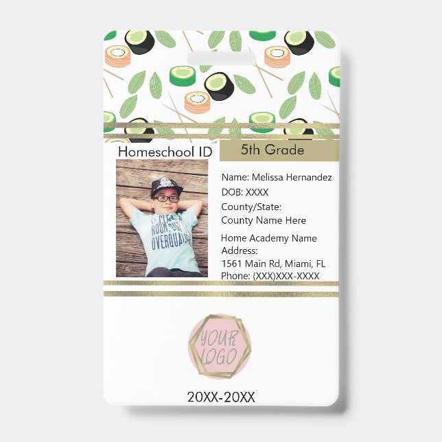 Homeschooling Unschooling Private Student Sushi Badge (Front)