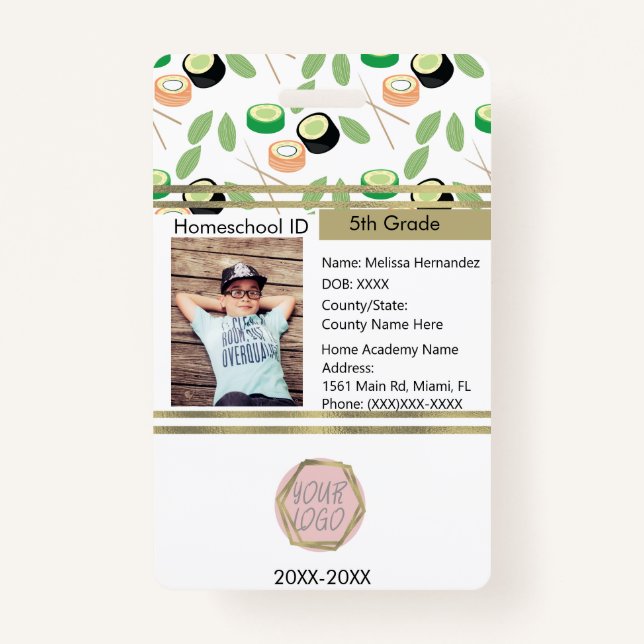 Homeschooling Unschooling Private Student Sushi Badge (Front)